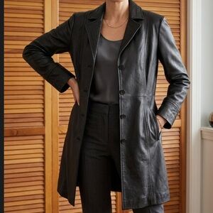 Avanti New York Black Leather Button-Front Women's Jacket Size XL